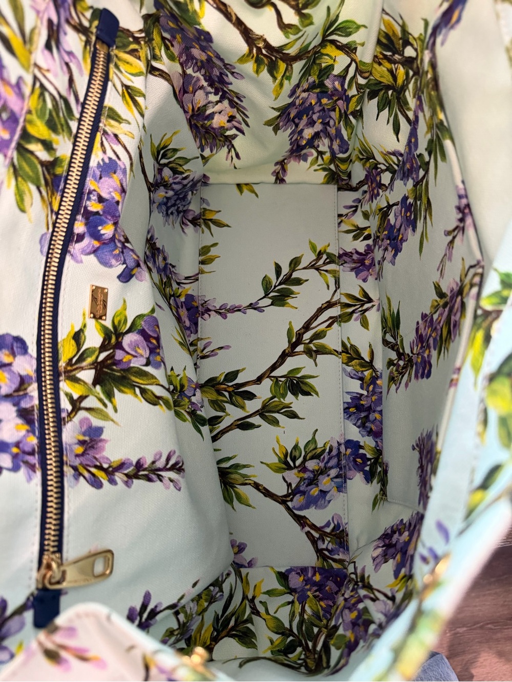 Dolce & Gabbana Wisteria Print Canvas Tote Bag - Picture 5 of 9
